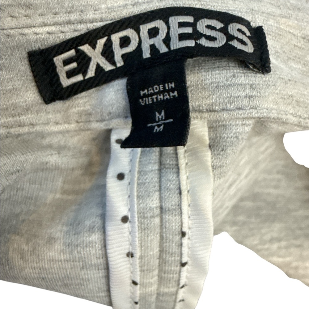 Express Medium gray knit blazer soft stretch fitted career casual jacket Chic - Picture 2 of 5